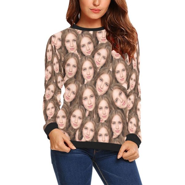Your Face Sweatshirt, Custom Photo Sweatshirt, Multiple Faces Sweathirt For Girlfriend