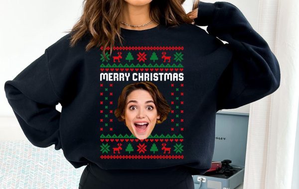 Custom Photo Ugly Christmas Sweatshirt, Custom Face Sweatshirt, Gift For Dog Lover