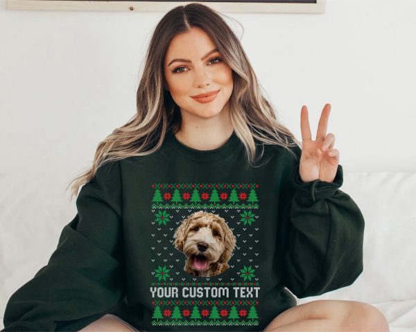 Custom Pet Dog Photo Ugly Christmas Sweatshirt, Dog Lover Sweater, Gift For Dog Lover