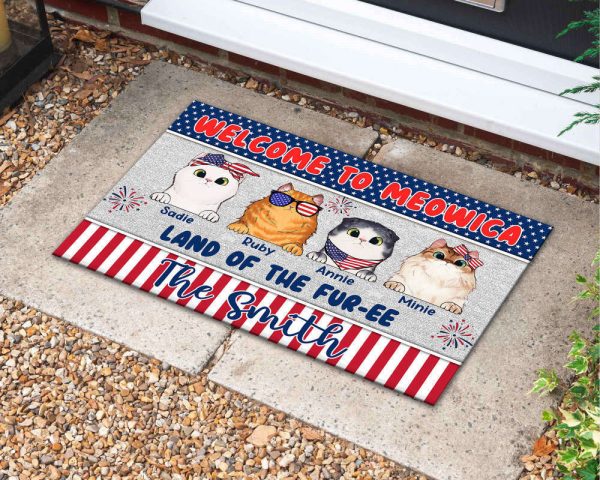 4th of July Doormat, Custom Cat Doormat, 4th of July Decor, Gift For Cat Lover