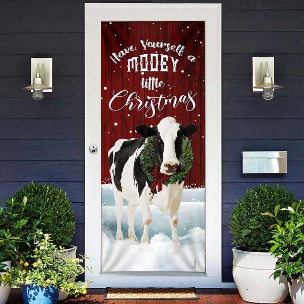 A Little Mooey Christmas Door Cover – Christmas Door Cover Decorations – Gift For Decor