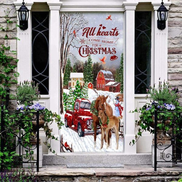 All Hearts Come Home For Christmas – Horse Door Cover – Christmas Horse Decor