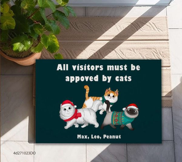 All Visitors Must Be Appoved By Cats Doormat, Personalized Doormat, Gift For Cat Lovers
