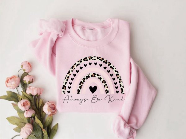 Always Be Kind Sweatshirt, Teacher Sweatshirt, Leopard Heart Shirt, For Valentine
