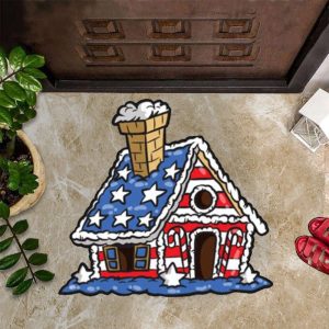 American Gingerbread House Doormat Patriotic Happy…