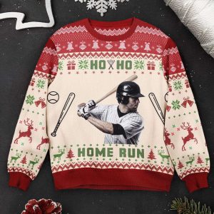 baseball ho ho home run personalized photo ugly sweater for men and women 1.jpeg