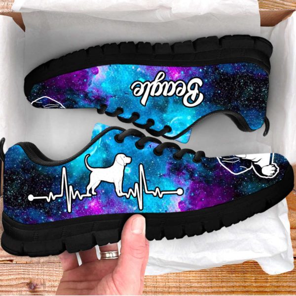 Beagle Dog Lover Shoes Galaxy Heartbeat Sneakers Walking Running Lightweight Casual Shoes For Pet Lover