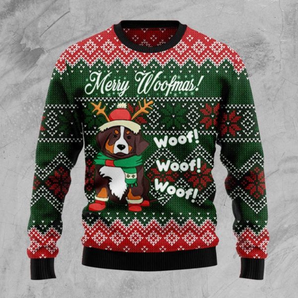 Bernese Mountain Dog Woofmas Ugly Christmas Sweater, Gift For Men & Women