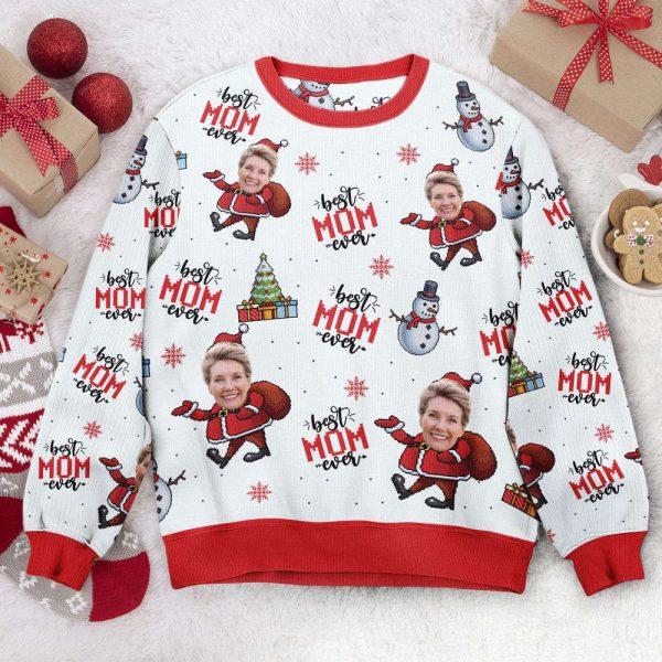 Best Mom Ever, Personalized Photo Ugly Sweater, For Men And Women