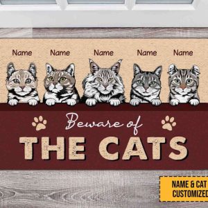 beware of the cats custom cat doormat personalized pet doormat cute cat doormat customized funny rug for cat lovers for cat mom for cat dad 1.jpeg
