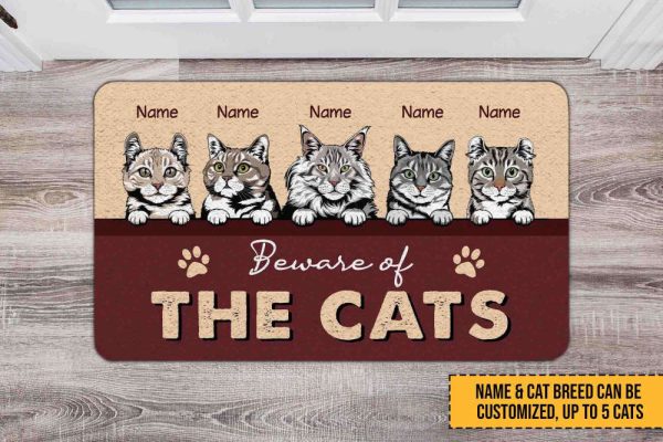 Beware Of The Cats Custom Cat Doormat Personalized Pet Doormat For CatLovers