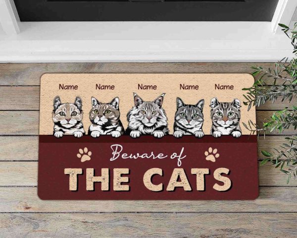 Beware Of The Cats Custom Cat Doormat Personalized Pet Doormat For CatLovers