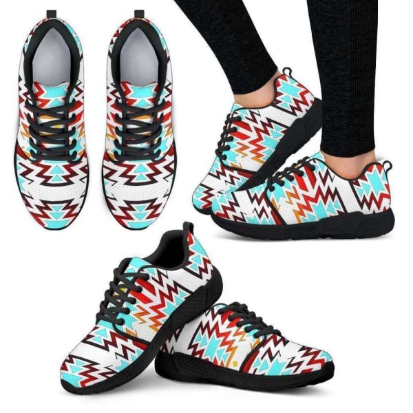 Big Pattern Fire Colors and Turquoise white Sopo Women’s Athletic Sneakers