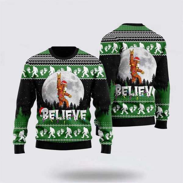 Bigfoot Don‘t Stop Believing Ugly Christmas Sweater, Gift For Christmas