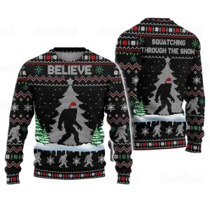 Bigfoot Ugly Christmas Sweater, Bigfoot Sweater,…