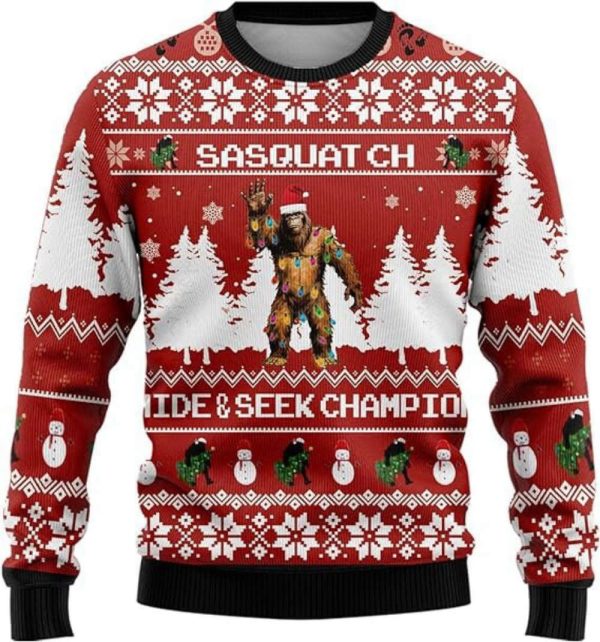 Bigfoot Ugly Christmas Sweater, Crew Neck Sweatshirt, Christmas Gift For Men And Women