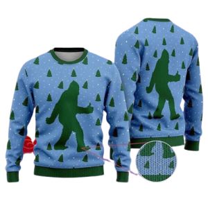 bigfoot ugly christmas sweater crew neck sweatshirt gift for christmas .png