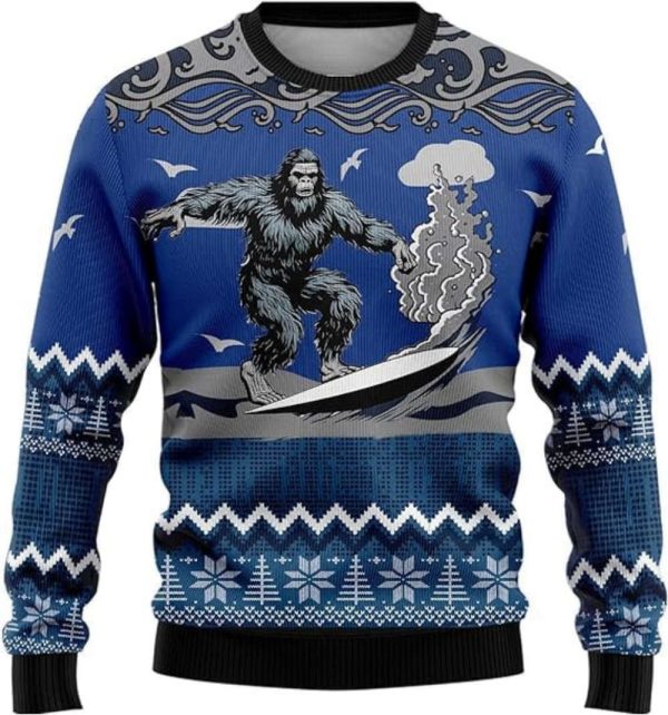 Bigfoot Ugly Christmas Sweater, Crew Neck Sweatshirt, Gift For Men And Women
