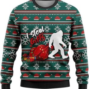 Bigfoot Ugly Christmas Sweater, Sasquatch Bigfoot…