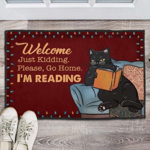 Black Cat Doormat, Please Go Home…