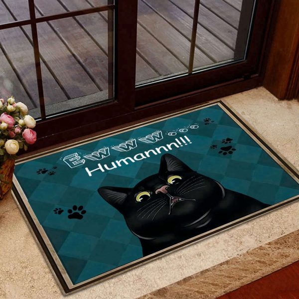 Black Cat Ewww Humannnn!!! Doormat HA, Gift Home Decor Gift for Cat Lovers