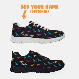 black dinosaur shoes custom name shoes dinosaur pattern running sneakers dinosaur print athletics shoes for women men adults kids children 1.jpeg