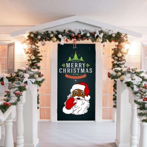 black santa claus decoration christmas door covers black santa claus decor holiday door covers black santa claus door cover.jpeg