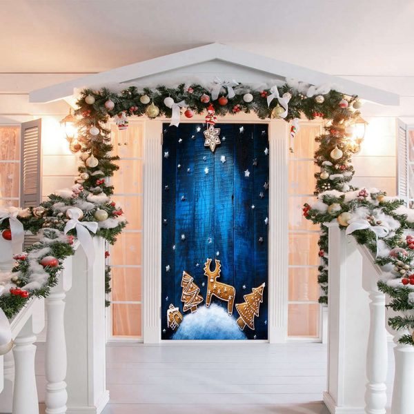 Blue Christmas Door Cover – Christmas Door Covers – Christmas Gift For Family