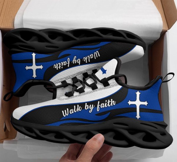 Blue Jesus Walk By Faith Running Sneakers 2 Max Soul Shoes  For Men And Women
