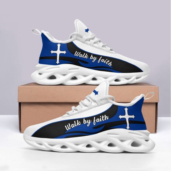 Blue Jesus Walk By Faith Running Sneakers 2 Max Soul Shoes  For Men And Women