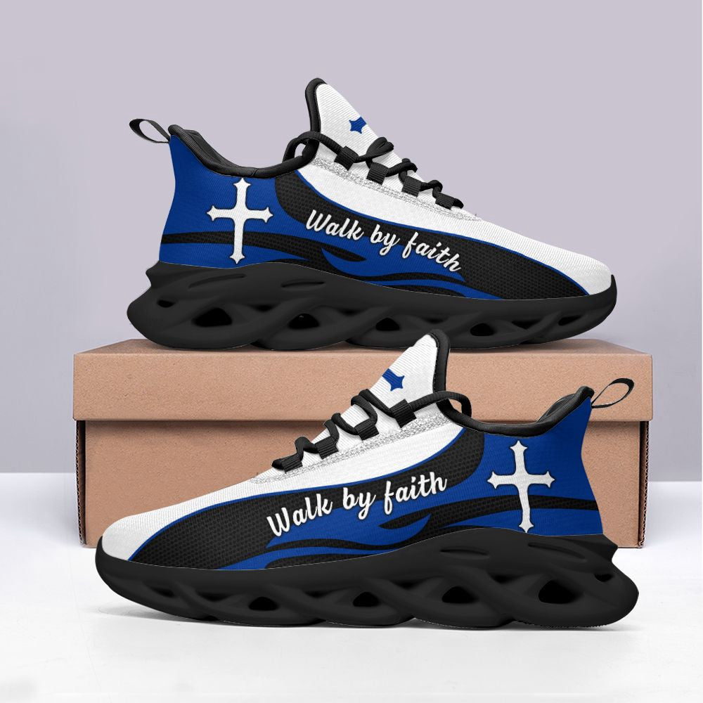 Blue Jesus Walk By Faith Running Sneakers 2 Max Soul Shoes For Men