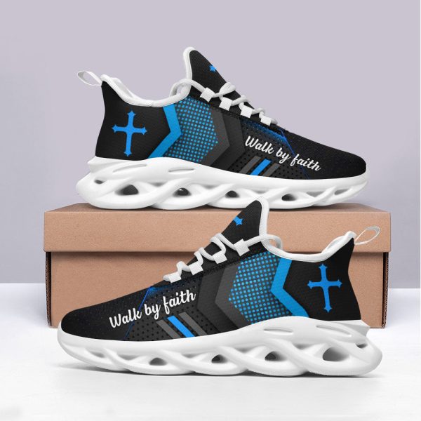 Blue Jesus Walk By Faith Running Sneakers 3 Max Soul Shoes  For Men And Women