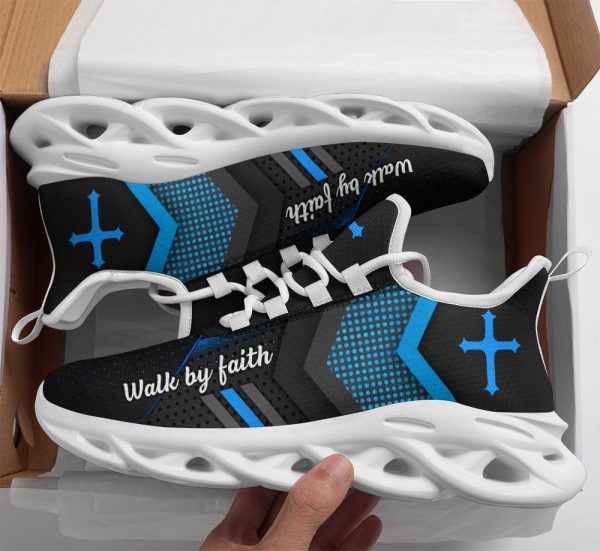 Blue Jesus Walk By Faith Running Sneakers 3 Max Soul Shoes  For Men And Women