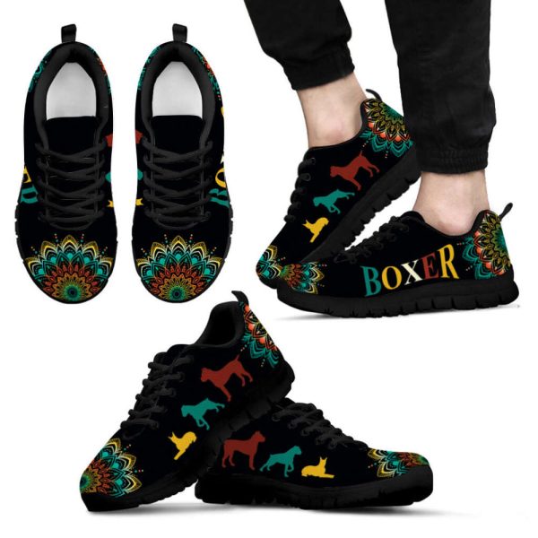 Boxer Dog Lover Shoes Geometric Mandala Sneakers Walking Running Lightweight Casual Shoes For Pet Lover