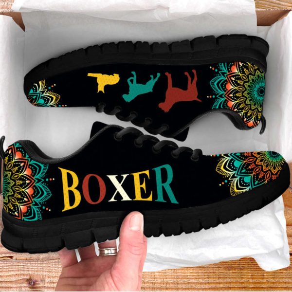 Boxer Dog Lover Shoes Geometric Mandala Sneakers Walking Running Lightweight Casual Shoes For Pet Lover