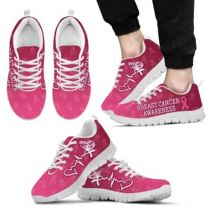 Breast Cancer Awareness Shoes Heartbeat Ribbon…