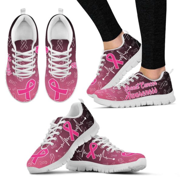 Breast Cancer Awareness Shoes Heartbeat Sneaker Walking Shoes, Best Shoes For Men And Women