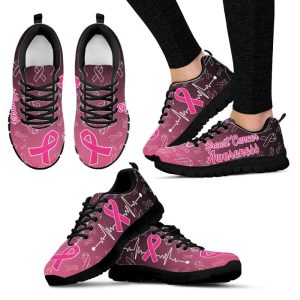 Breast Cancer Awareness Shoes Heartbeat Sneaker…