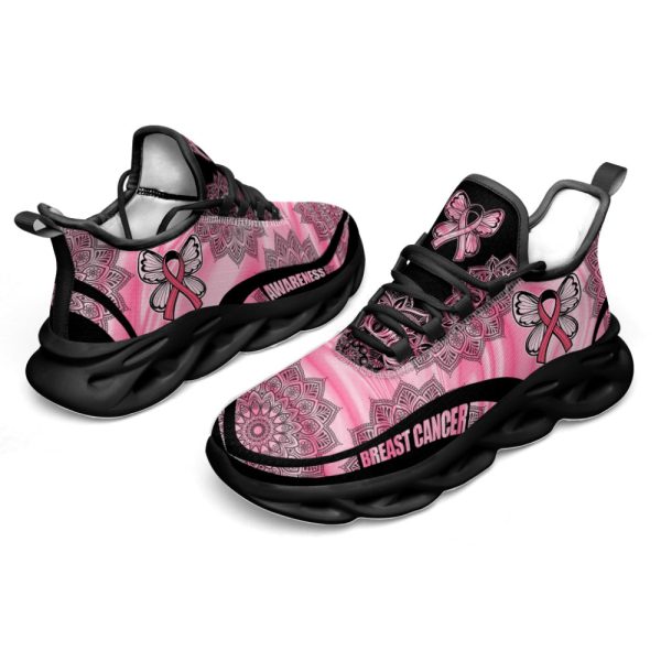 Breast Cancer Awareness Shoes Hologram Pattern Light Sports Shoes Flex Shoes For Men And Women