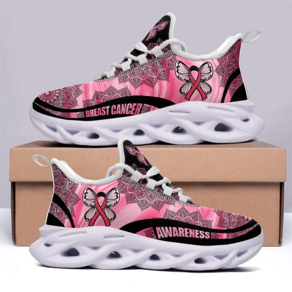 Breast Cancer Awareness Shoes Hologram Pattern Light Sports Shoes Flex Shoes For Men And Women