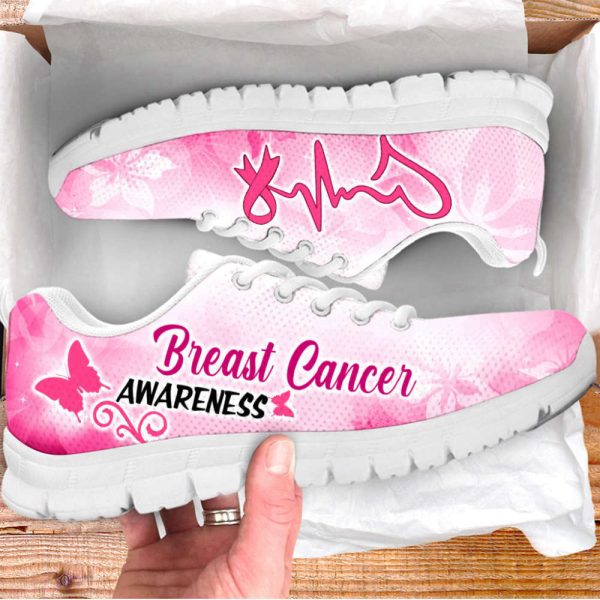 Breast Cancer Awareness Shoes Rainbow Flower Sneaker Walking Shoes For Men And Women