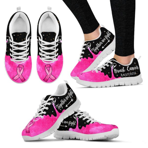 Breast Cancer Awareness Shoes Together We Fight Sneaker Walking Shoes For Men And Women