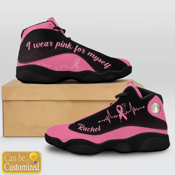 Breast Cancer I Wear Pink For Myself Custom Name Shoes, Best Gift For Men And Women