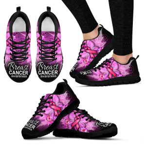 Breast Cancer Shoes Butterfly Flower Sneaker…