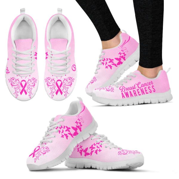 Breast Cancer Shoes Butterfly Sneaker Walking Shoes For Men And Women