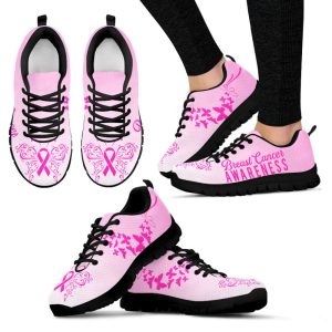 Breast Cancer Shoes Butterfly Sneaker Walking…