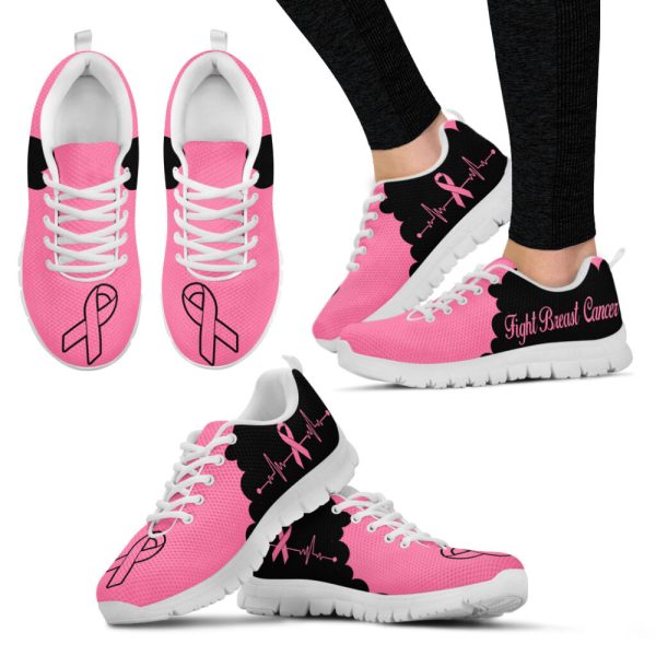 Breast Cancer Shoes Cloudy Pink Black Sneaker Walking Shoes For Men And Women