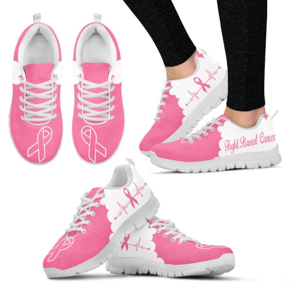 Breast Cancer Shoes Cloudy Pink White Sneaker Walking Shoes For Men And Women