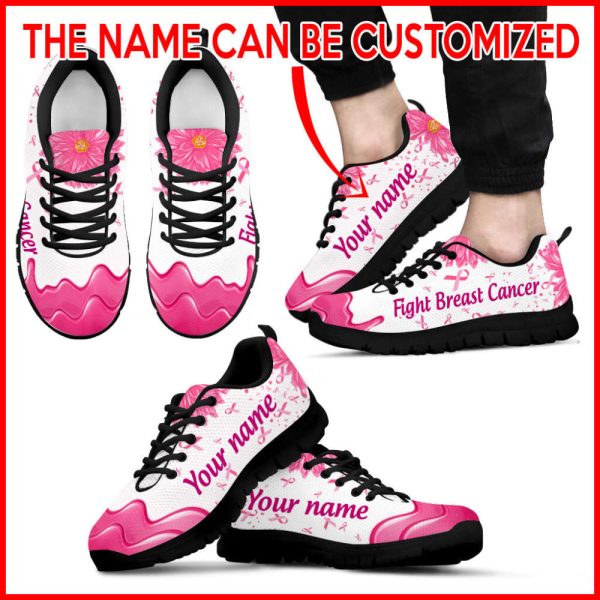 Breast Cancer Shoes Daisy Flower Fashion Sneaker Walking Shoes For Men And Women