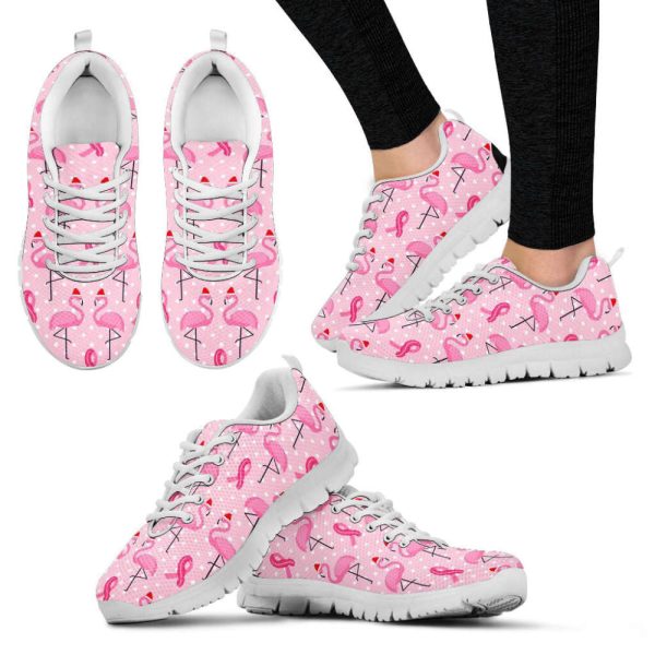 Breast Cancer Shoes Flamingo Pattern Sneaker Walking Shoes, Best Gift For Men And Women